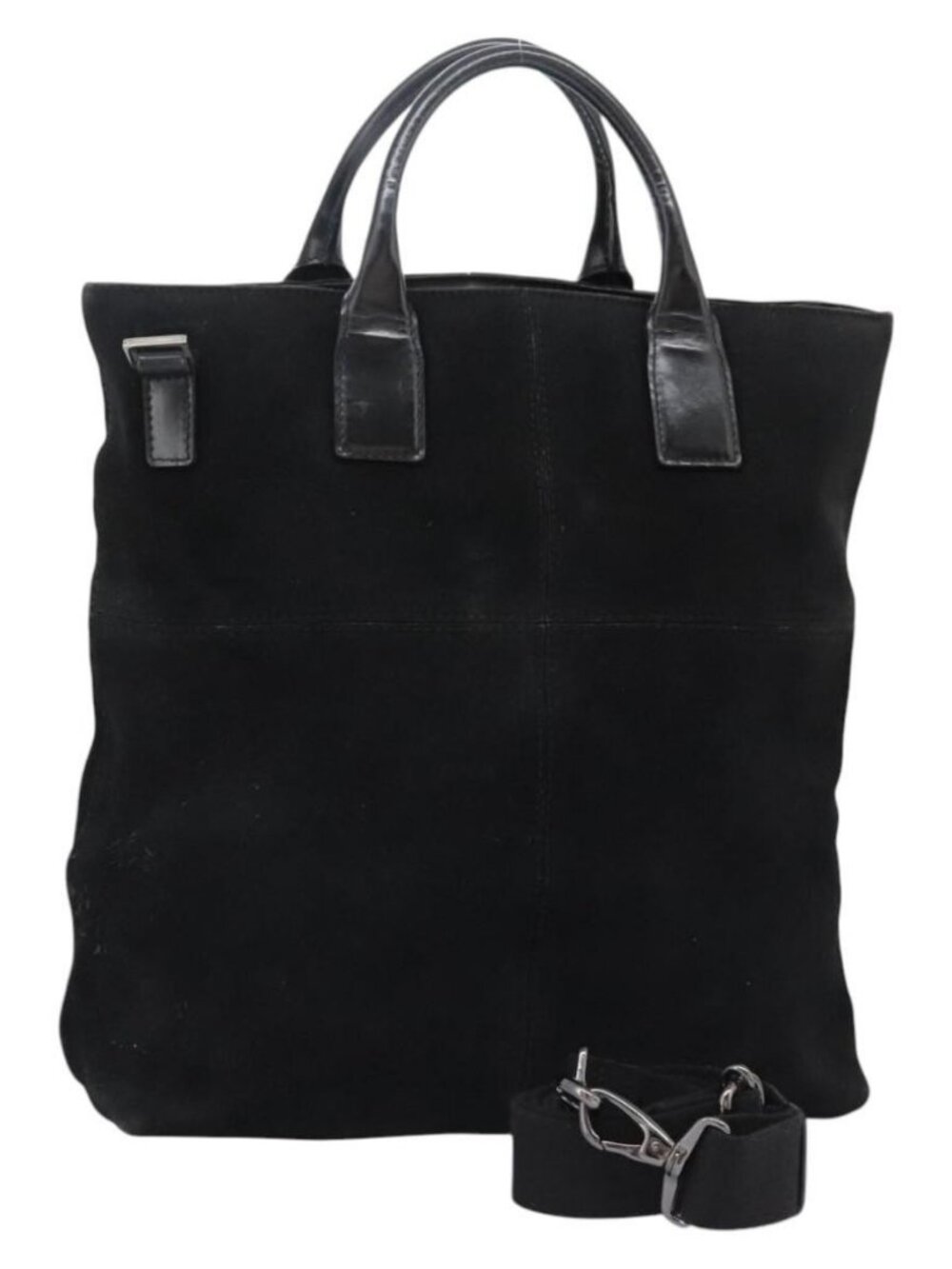 GUCCI Hand Bag Suede 2way Black Silver Auth ti2978